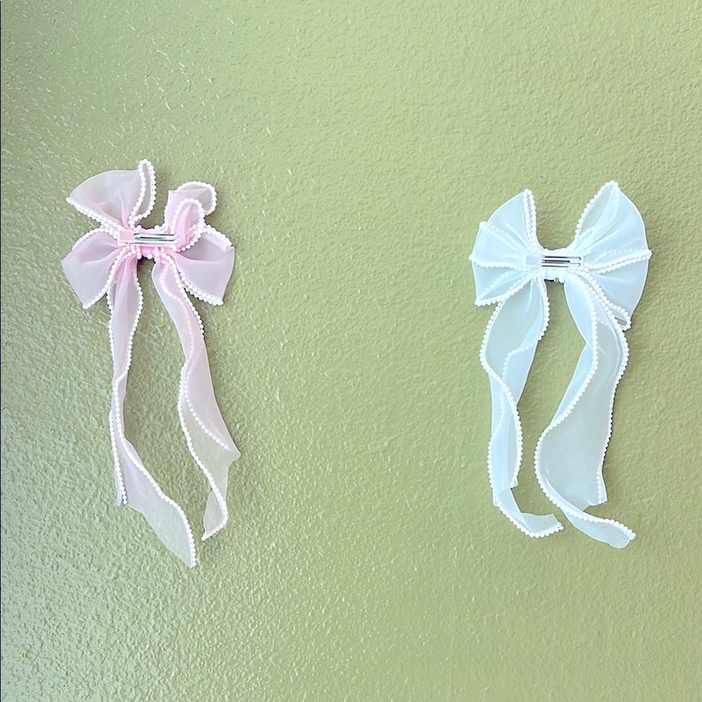 Elegant Pink and Blue Ribbon Hair Accessories